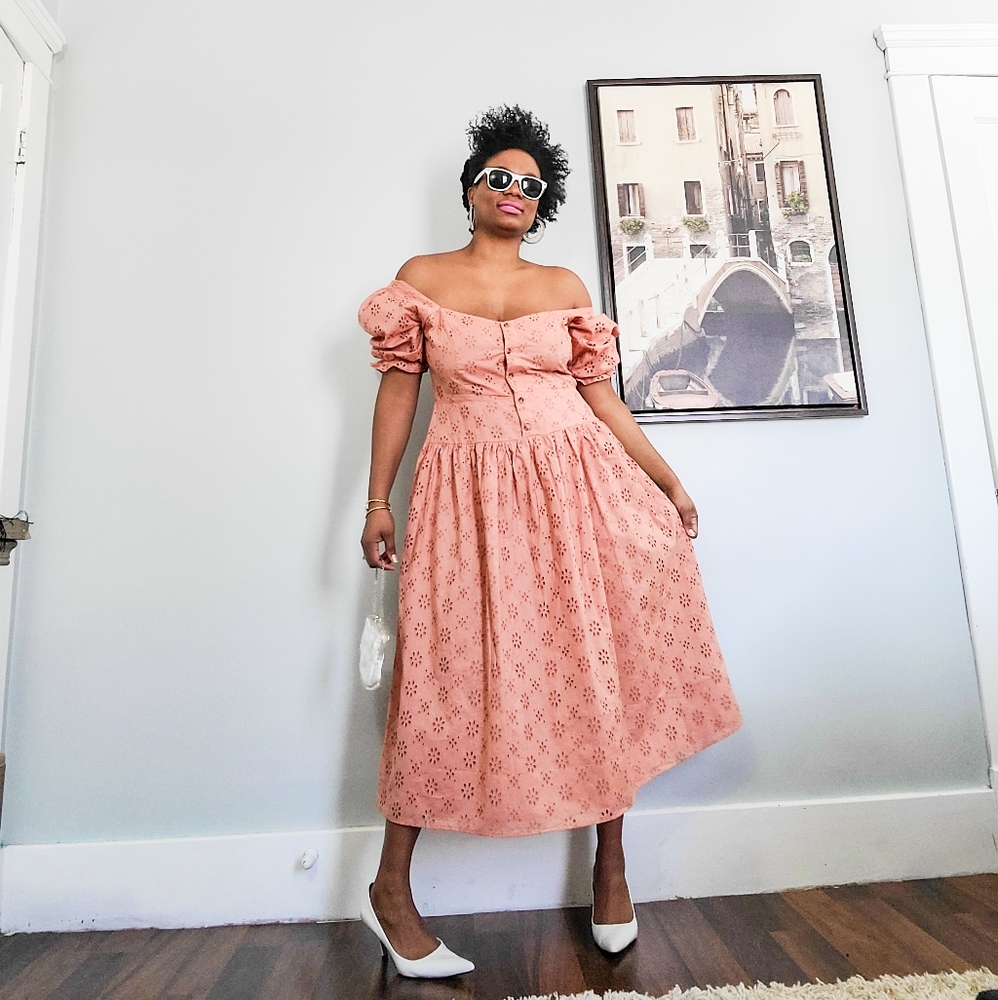 Embroidery Cotton Midi Dress, 12 - Picture 7 of 15